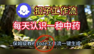 Coze扣子工作流一键生成每天认识一种中药短视频，保姆级搭建教学-16888副业资讯