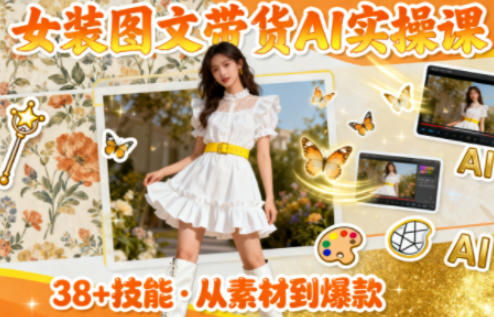 女装图文带货的AI实操课，覆盖38个实用技能，快速提升素材制作效率-16888副业资讯