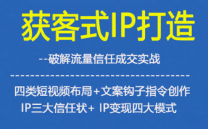 获客型IP打造，破解流量信任成，四类短视频布局+文案钩子指令创作IP三大信任状+IP变现四大模式-16888副业资讯