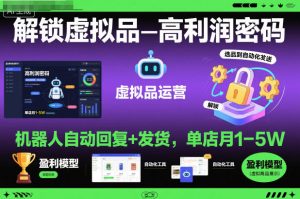 解锁虚拟品高利润密码：机器人自动回复+发货，单店月1-5W【揭秘】-16888副业资讯