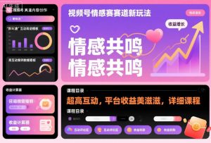 视频号情感赛道新玩法,超高互动,平台收益美滋滋,详细课程-16888副业资讯