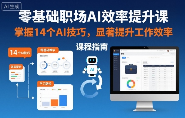 零基础职场AI效率提升课，掌握14个AI技巧，显著提升工作效率-16888副业资讯