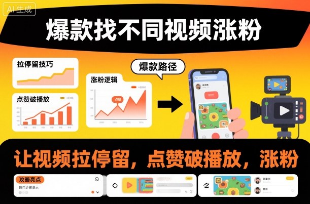 爆款找不同视频涨粉，让视频拉停留，实现点赞，破播放，涨粉-16888副业资讯