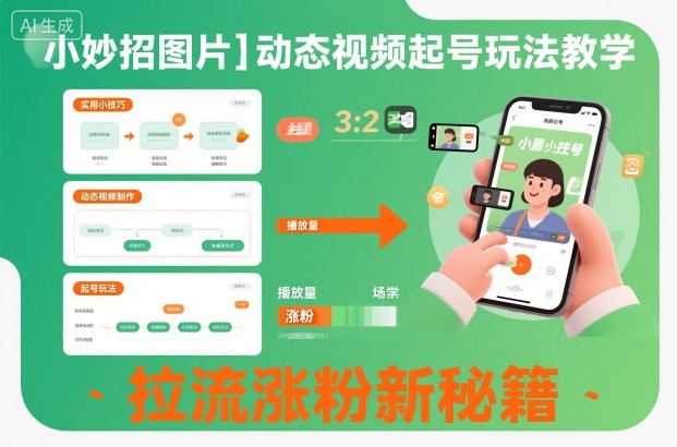 小妙招图片＋动态视频起号玩法教学，拉流涨粉新秘籍-16888副业资讯