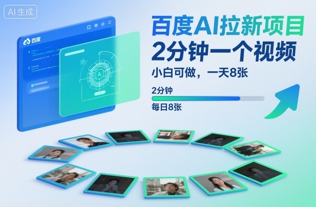 百度AI拉新项目，2分钟一个视频，小白可做，一天8张【附案例+保姆级教程】-16888副业资讯