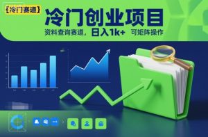 冷门创业项目，资料查询赛道，日入1k+，可矩阵操作-16888副业资讯
