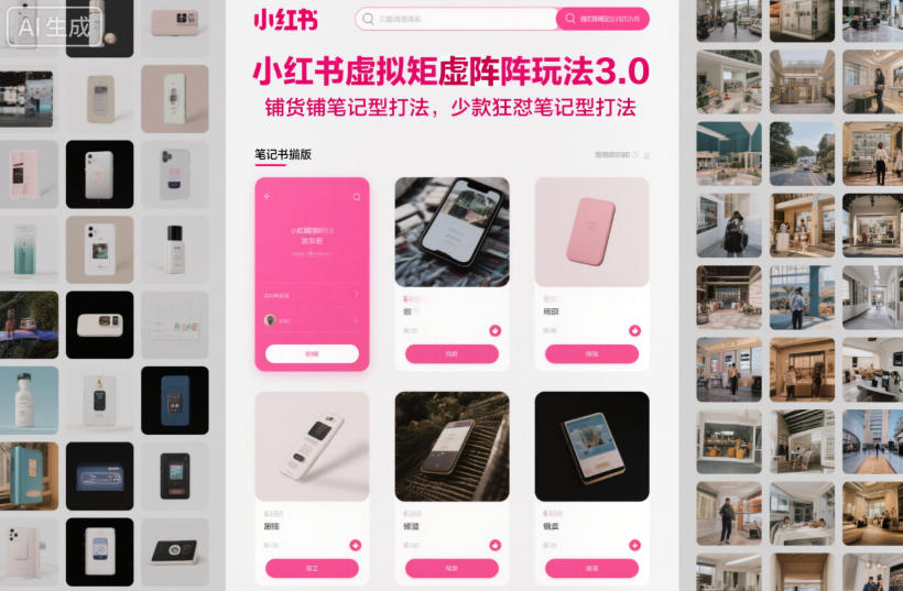 小红书虚拟矩阵玩法3.0，铺货铺笔记型打法，少款狂怼笔记型打法-16888副业资讯