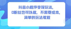 抖音小程序变现玩法,0粉丝也可以做,不需要成本,简单的玩法教程-16888副业资讯