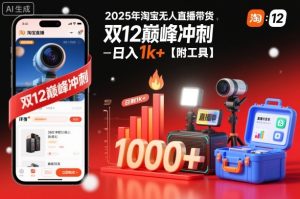 2025年淘宝无人直播带货,冲刺双12,日入1k+【附工具】【揭秘】-16888副业资讯