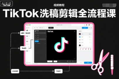 TikTok洗稿剪辑全流程课，PR洗稿剪辑全流程，TK洗稿运营课-16888副业资讯