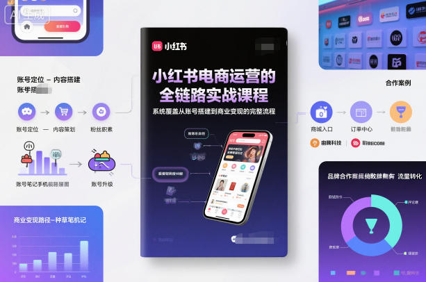 小红书电商运营的全链路实战课程，系统覆盖从账号搭建到商业变现的完整流程-16888副业资讯
