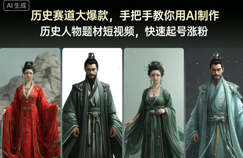 历史赛道大爆款，手把手教你用AI制作历史人物题材短视频，快速起号涨粉-16888副业资讯