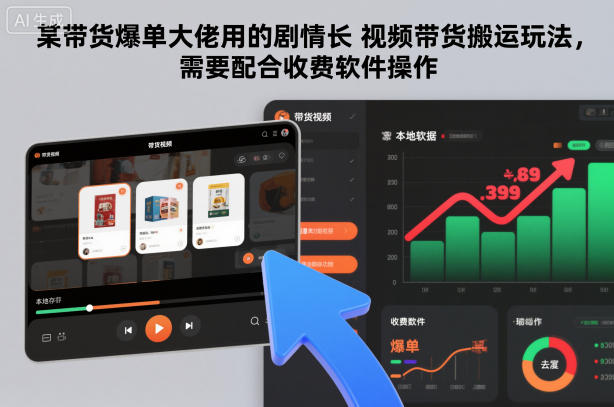 某带货爆单大佬用的剧情长视频带货搬运玩法，需要配合收费软件操作-16888副业资讯