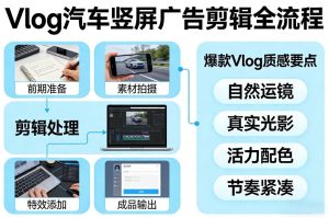 Vlog感觉汽车竖屏广告剪辑脚本全流程，拿捏爆款Vlog质感-16888副业资讯