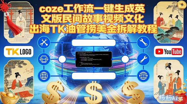 Coze扣子工作流一键生成英文版民间故事视频，文化出海TK油管捞美金拆解教程-16888副业资讯