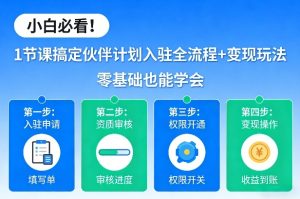 小白必看！1节课搞定伙伴计划入驻全流程+变现玩法，零基础也能学会-16888副业资讯