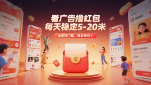看广告撸红包，每天稳定5-20米，无任何门槛，适合任何人-16888副业资讯