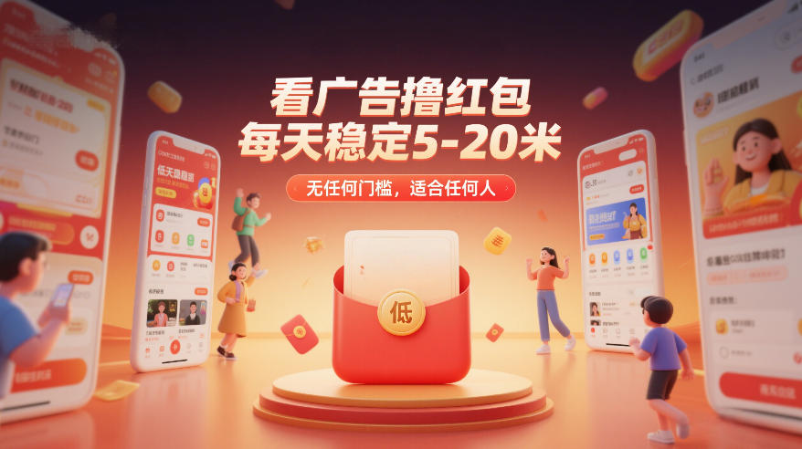 看广告撸红包，每天稳定5-20米，无任何门槛，适合任何人-16888副业资讯