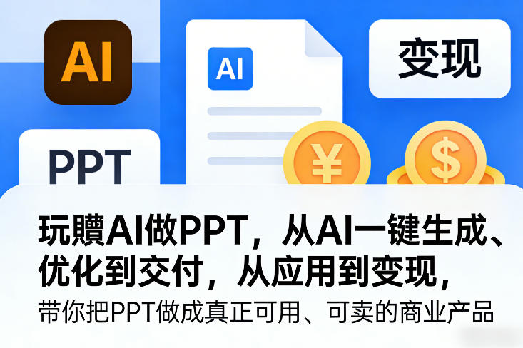 玩賺AI做PPT，从AI一键生成、优化到交付，从应用到变现，带你把PPT做成真正可用、可卖的商业产品-16888副业资讯