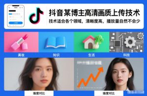 抖音某博主视频高清画质上传技术，技术适合各个领域，清晰度高，播放量自然不会少-16888副业资讯