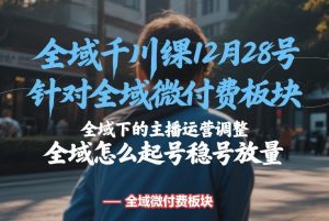 全域千川线下课12月28号，针对全域微付费板块，全域下的主播运营调整，全域怎么起号稳号放量-16888副业资讯