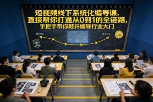 短视频线下系统化编导课，直接帮你打通从0到1的全链路，手把手带你敲开编导行业大门-16888副业资讯