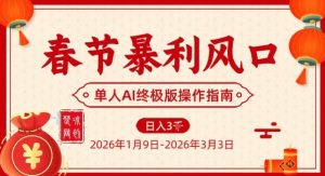 春节暴利风口项目，单人AI落地翻身终极版实操-16888副业资讯