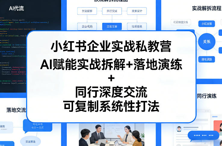 小红书企业实战私教营，AI赋能实战拆解+落地演练+同行深度交流，可复制系统性打法-16888副业资讯