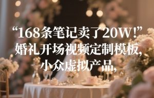 168条笔记卖了20W！婚礼开场视频定制模板，小众虚拟产品-16888副业资讯