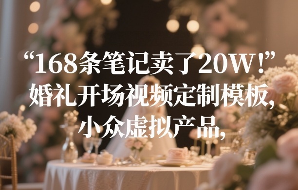 168条笔记卖了20W！婚礼开场视频定制模板，小众虚拟产品-16888副业资讯