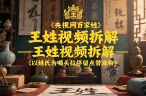 央视网百家姓–王姓视频拆解，以姓氏为噱头拉停留点赞涨粉-16888副业资讯