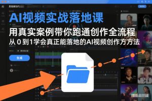 AI视频实战落地课，用真实案例带你跑通创作全流程，从0到1学会真正能落地的AI视频创作方法-16888副业资讯