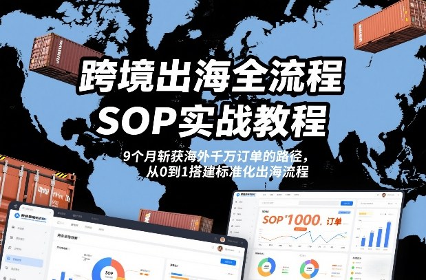 跨境出海全流程全盘托出SOP实战教程,9个月斩获海外千万订单的路径,从0到1搭建标准化出海流程
