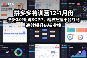 拼多多特训营12-1月份，全新3.01矩阵Sop，精准把握平台红利，高效提升店铺业绩-16888副业资讯