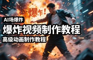 AI场景爆炸视频制作教程，利用人物实拍视频制作出高级的动画特效-16888副业资讯