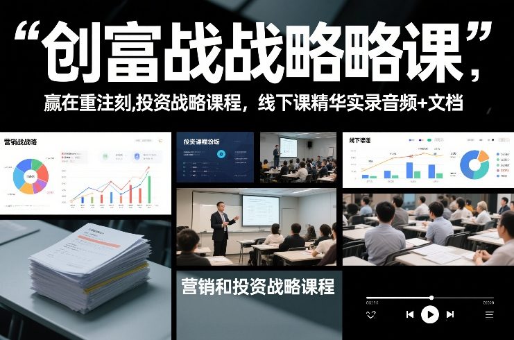 创富战略课，赢在重注时刻，营销和投资战略课程，线下课精华实录音频+文档-16888副业资讯