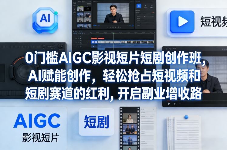 0门槛AIGC影视短片短剧创作班，AI赋能创作，轻松抢占短视频和短剧赛道的红利，开启副业增收路-16888副业资讯