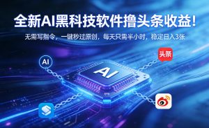 全新AI黑科技软件撸头条收益！无需写指令，一键秒过原创，每天只需半小时，稳定日入3张【揭秘】-16888副业资讯