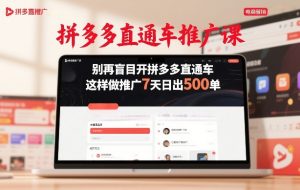 拼多多直通车推广课，别再盲目开拼多多直通车，这样做推广7天日出500单-16888副业资讯