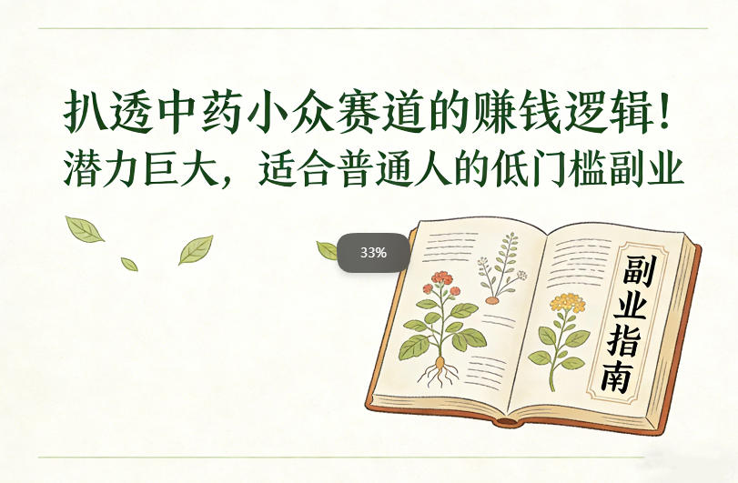 扒透中药小众赛道的賺米逻辑，潜力巨大，适合普通人的低门槛副业-16888副业资讯