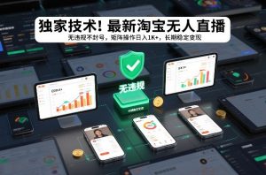 独家技术！最新淘宝无人直播：无违规不封号，矩阵操作日入1K+，长期稳定变现【揭秘】-16888副业资讯