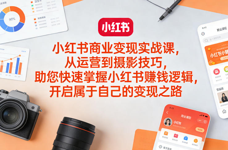 小红书商业变现实战课，从运营到摄影技巧，助您快速掌握小红书賺钱逻辑，开启属于自己的变现之路-16888副业资讯