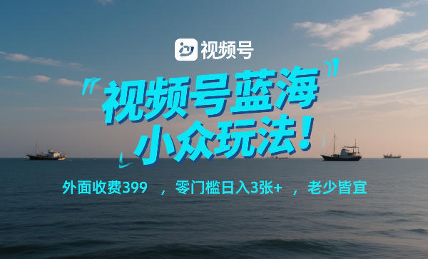 视频号蓝海小众玩法！外面收费399，零门槛日入3张+，老少皆宜-16888副业资讯