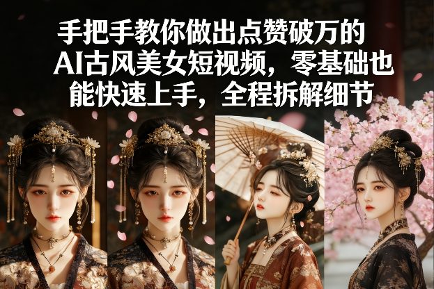 手把手教你做出点赞破万的AI古风美女短视频，零基础也能快速上手，全程拆解细节-16888副业资讯