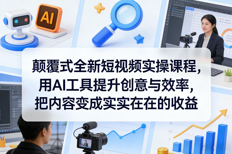 颠覆式全新短视频实操课程，用AI工具提升创意与效率，把内容变成实实在在的收益-16888副业资讯