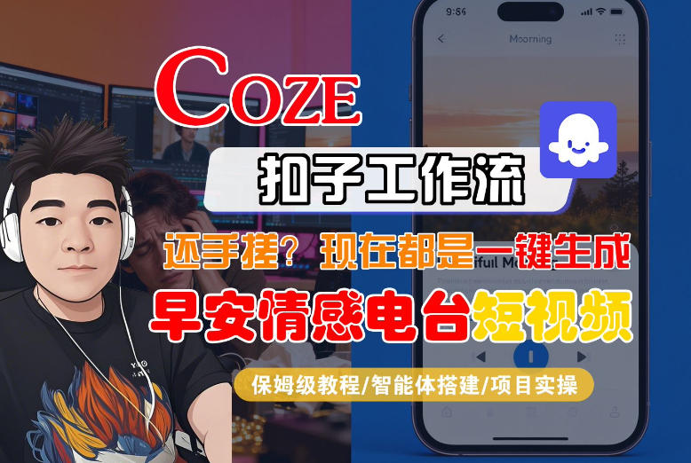 【Coze工作流搭建实操教程】【coze】早安情感电台日签视频还在手动做？用扣子工作流自动生成，省时90%-16888副业资讯