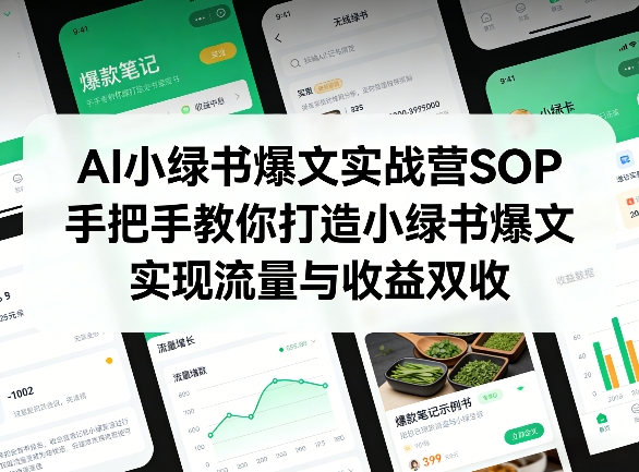 AI小绿书爆文实战营SOP，手把手教你打造小绿书爆文，实现流量与收益双收-16888副业资讯