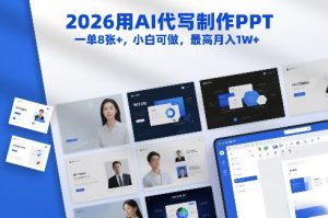 2026用AI代写制作PPT，一单8张+，小白可做，最高月入1W+-16888副业资讯