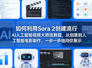 如何利用Sora 2创建流行AI人工智能视频大师班教程，从创意到人工智能电影制作，一步一步地向你展示-16888副业资讯