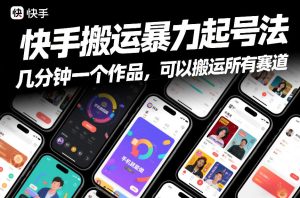 快手搬运暴力起号法，几分钟一个作品，手机就能做，可以搬运所有赛道-16888副业资讯